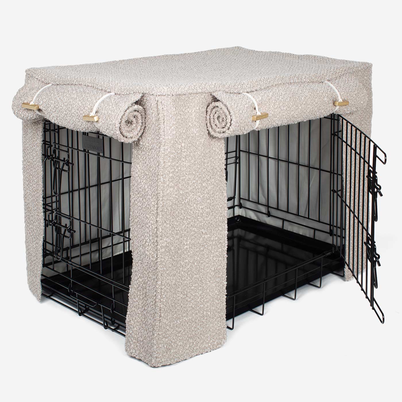 Luxury Dog Cage Cover, Mink Bouclé Cage Cover The Perfect Dog Cage Accessory, Available To Personalize Now at Lords & Labradors US