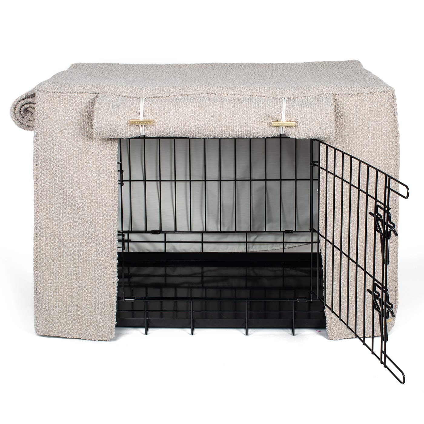 Luxury Dog Cage Cover, Mink Bouclé Cage Cover The Perfect Dog Cage Accessory, Available To Personalize Now at Lords & Labradors US