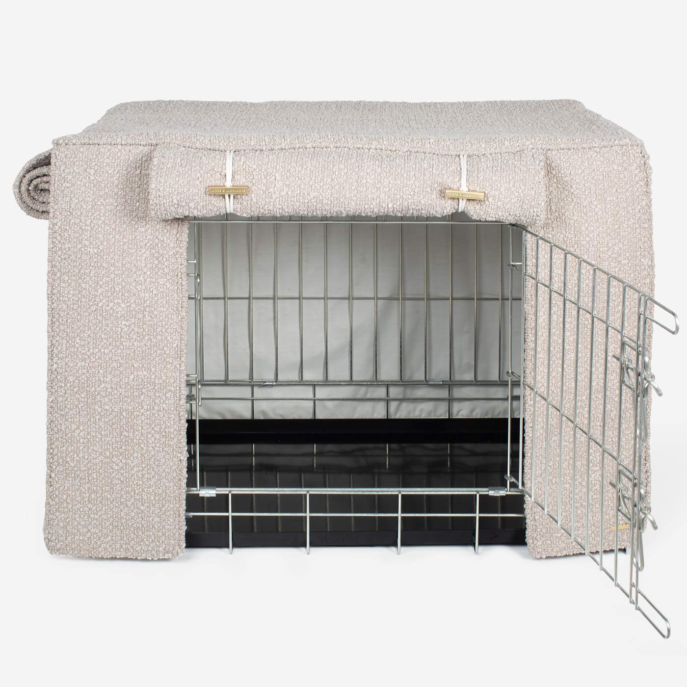 Luxury Dog Cage Cover, Mink Bouclé Cage Cover The Perfect Dog Cage Accessory, Available To Personalize Now at Lords & Labradors US