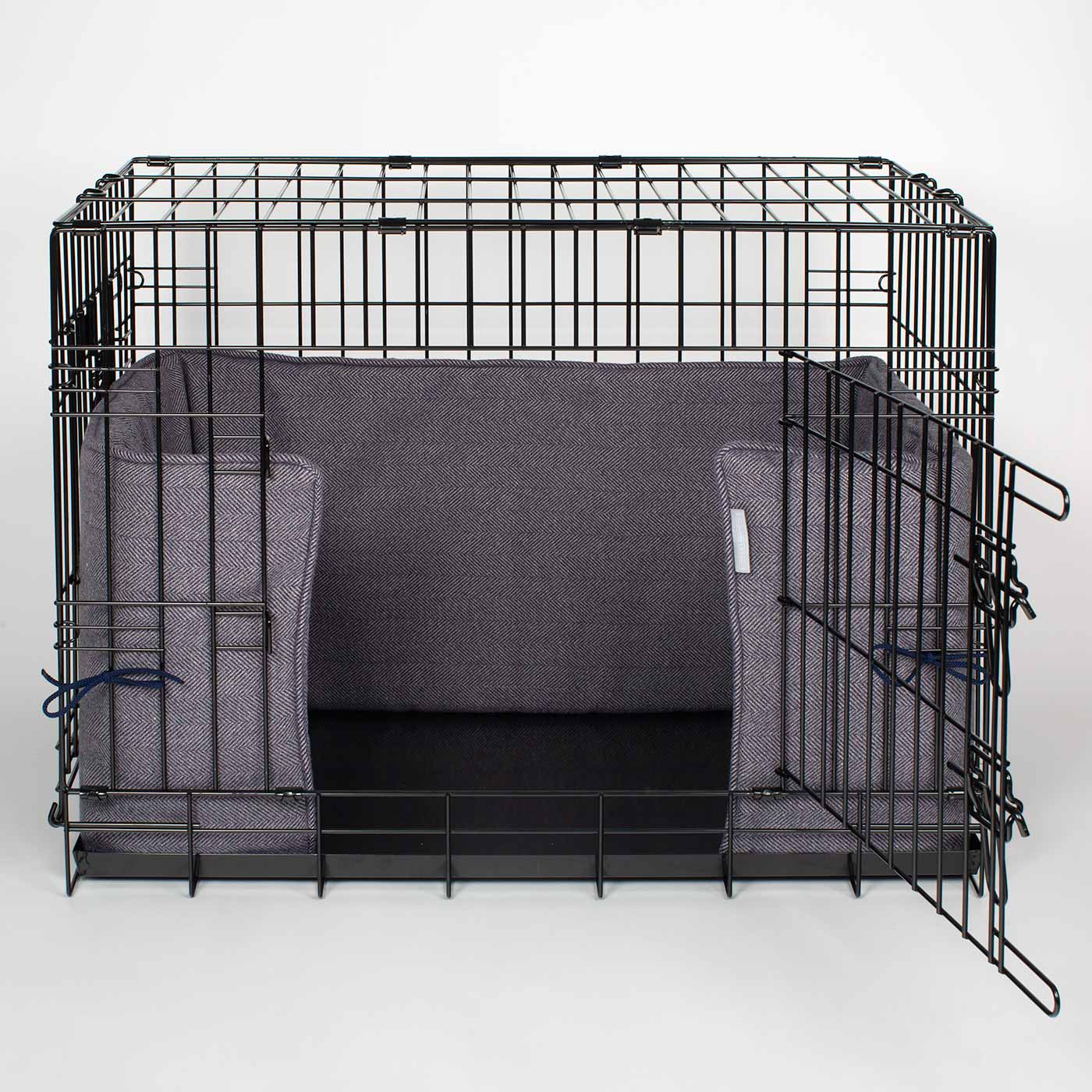 Luxury Dog Cage Bumper, Oxford Herringbone Tweed Cage Bumper Cover The Perfect Dog Cage Accessory, Available To Personalize Now at Lords & Labradors US