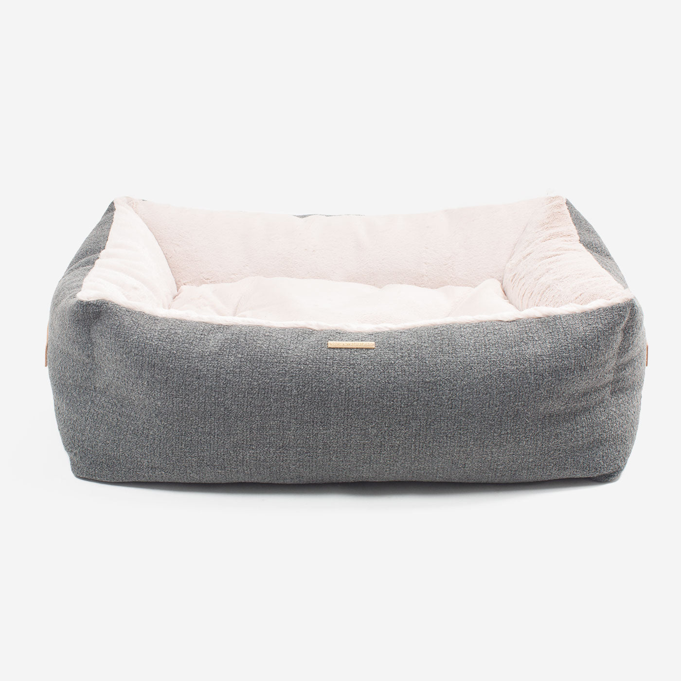 Present your furry friend with our luxuriously thick, plush Essentials Herdwick Box Bed in Graphite. Featuring a reversible inner cushion, along with Convenient carry handles on either side. This is a hardwearing woven fabric handmade in Italy for the perfect high-quality. now available at Lords and Labradors US