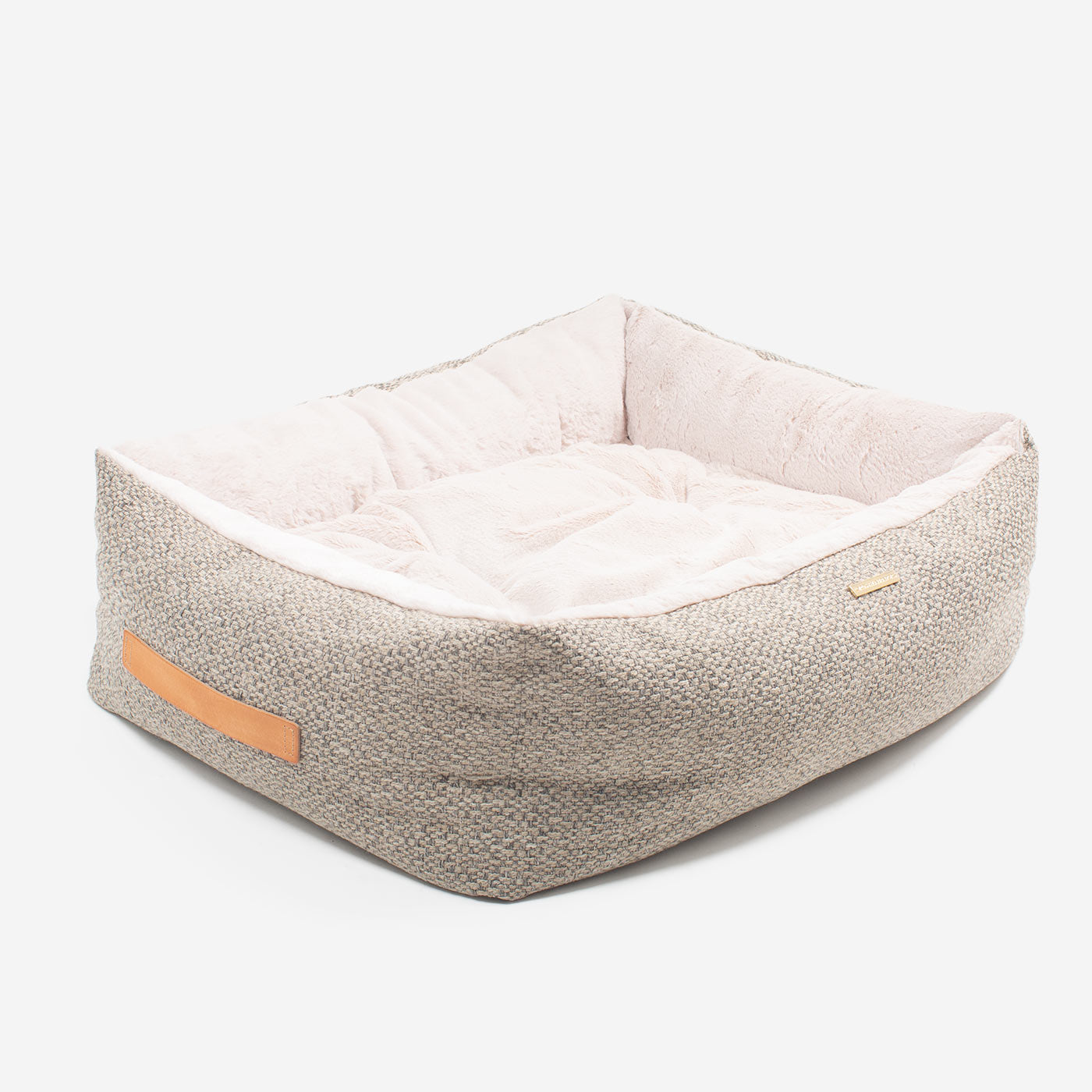 Discover This Luxurious Box Bed For Dogs, Made Using Beautiful Herdwick Fabric To Craft The Perfect Dog Box Bed! In Stunning Pebble, Available Now at Lords & Labradors US