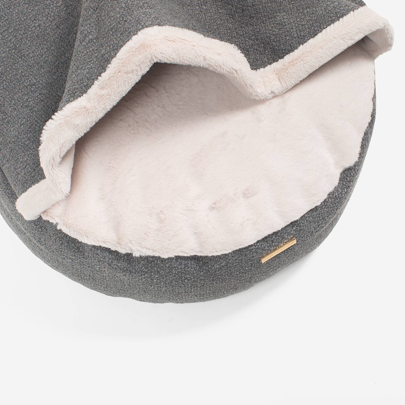 Discover This Luxurious Dog Den, Made Using Beautiful Herdwick Fabric To Craft The Perfect Den For Dogs! In Stunning Graphite, Available Now at Lords & Labradors US