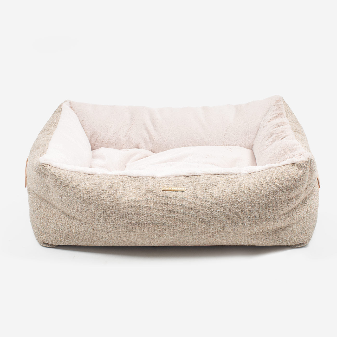 Discover This Luxurious Box Bed For Dogs, Made Using Beautiful Herdwick Fabric To Craft The Perfect Dog Box Bed! In Stunning Sandstone, Available Now at Lords & Labradors US