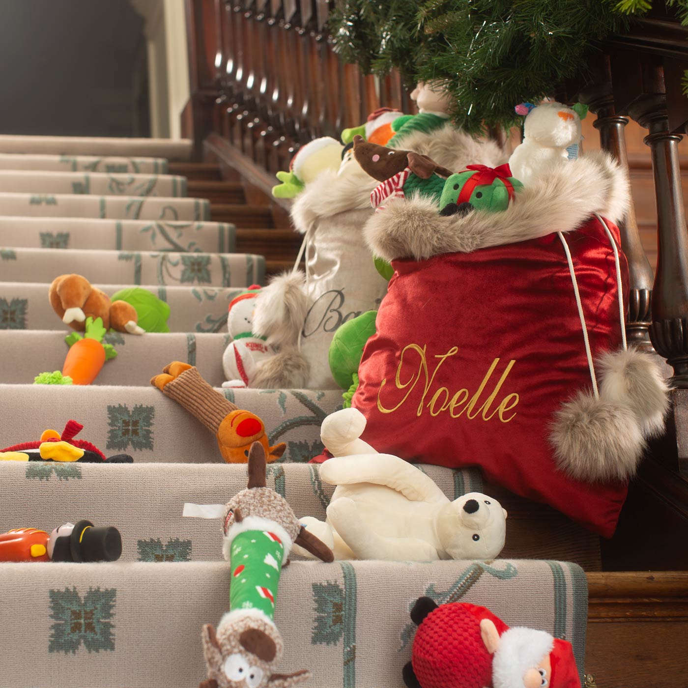 Discover our Christmas Santa Sack in Cranberry Velvet featuring drawstring tightening. The perfect Luxury pet gift for your Dog, Cat, Family and Fiends, now available to Personalize at Lords & Labradors US