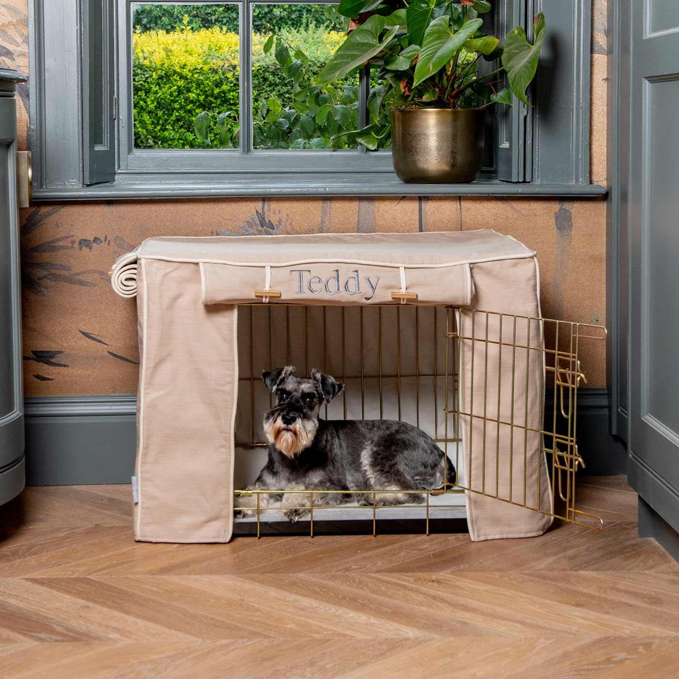 Luxury Dog Cage Cover, Savanna Oatmeal Cage Cover The Perfect Dog Cage Accessory, Available To Personalize Now at Lords & Labradors US