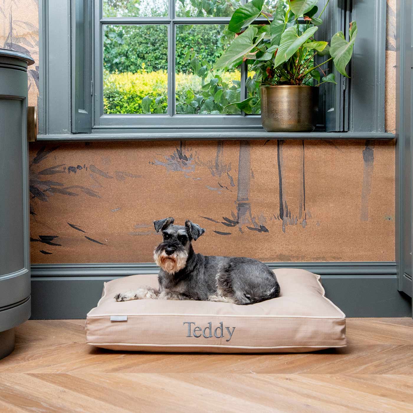 Luxury Dog Cage Cushion in Savanna Oatmeal, part of our savanna collection. The Perfect Dog Cage Accessory, Now Available to Personalize at Lords & Labradors US