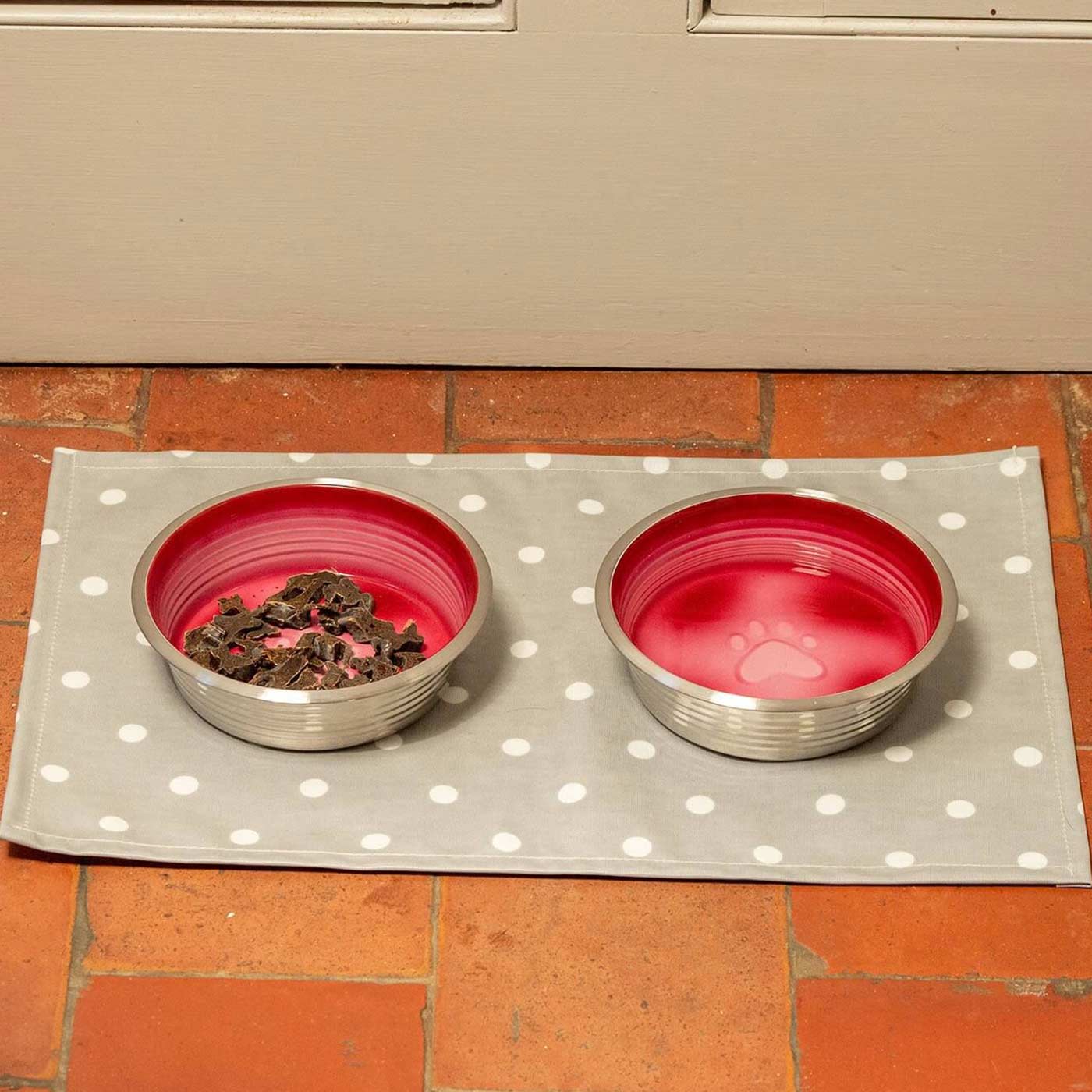 [color:grey spot] Discover Pet Feeding Placemat in Grey Spot. Available at Lords and Labradors US