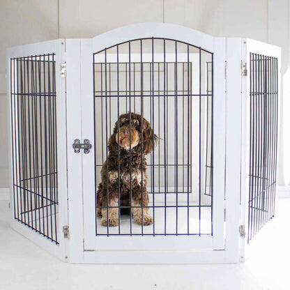 [color:white] Ensure The Ultimate Puppy Safety with Our Heavy Duty Wooden Puppy Play Pen, Crafted to Take Your Pet Right Through Maturity! Powder Coated to Be Extra Hardwearing! 6 panels that are 80.5cm high! Available To Now at Lords & Labradors US