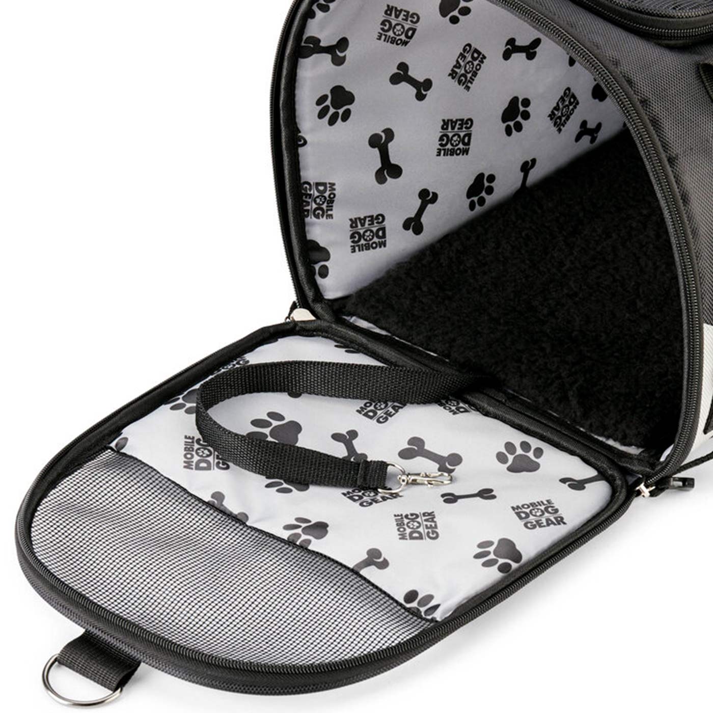 Discover, Mobile Dog Gear Pet Carrier, in Black. The Perfect Away Bag for any Pet Parent, Featuring dividers to stack food and removable padded Bottom. Also Included feeding set, collapsible silicone bowls and placemat! The Perfect Gift For travel, meets airline requirements. Available Now at Lords & Labradors US