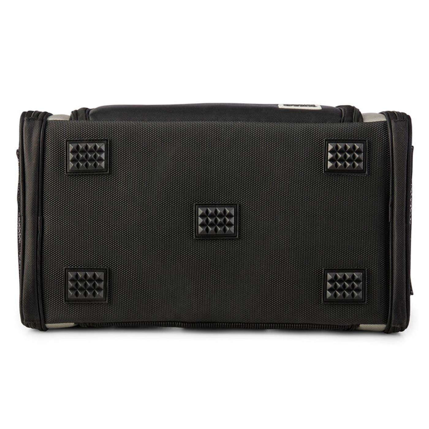 Discover, Mobile Dog Gear Pet Carrier, in Black. The Perfect Away Bag for any Pet Parent, Featuring dividers to stack food and removable padded Bottom. Also Included feeding set, collapsible silicone bowls and placemat! The Perfect Gift For travel, meets airline requirements. Available Now at Lords & Labradors US