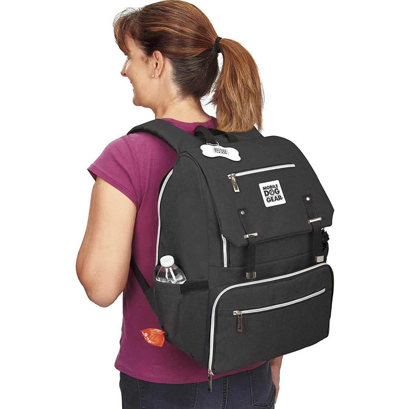 Discover, Mobile Dog Gear Week Away Backpack, in Black. The Perfect Away Bag for any Pet Parent, Featuring dividers to stack food and built in waste bag dispenser. Also Included feeding set, collapsible silicone bowls and placemat! The Perfect Gift For travel, meets airline requirements. Available Now at Lords & Labradors US