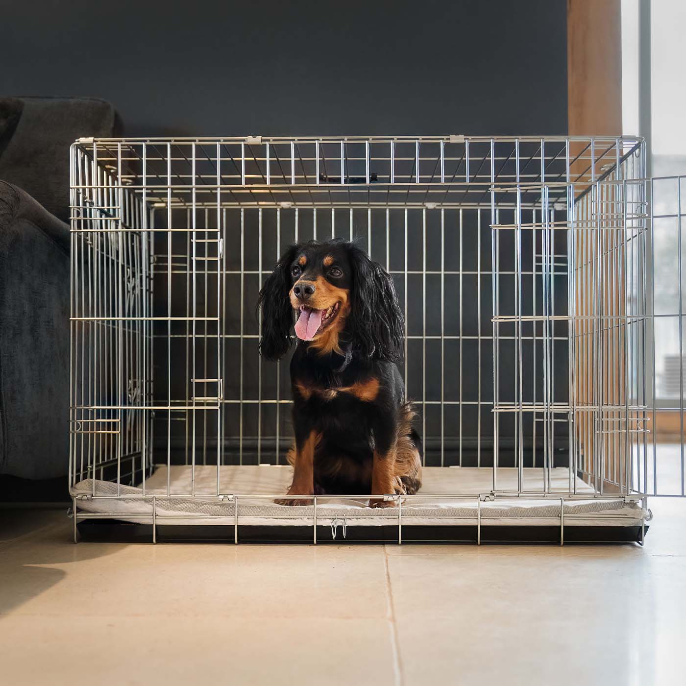 Discover the perfect dog cage accessory, our luxury essentials twill cage mattress in stunning Linen. Present to your furry friend with this Italian handmade cage mattress for dogs, available now at Lords & Labradors US