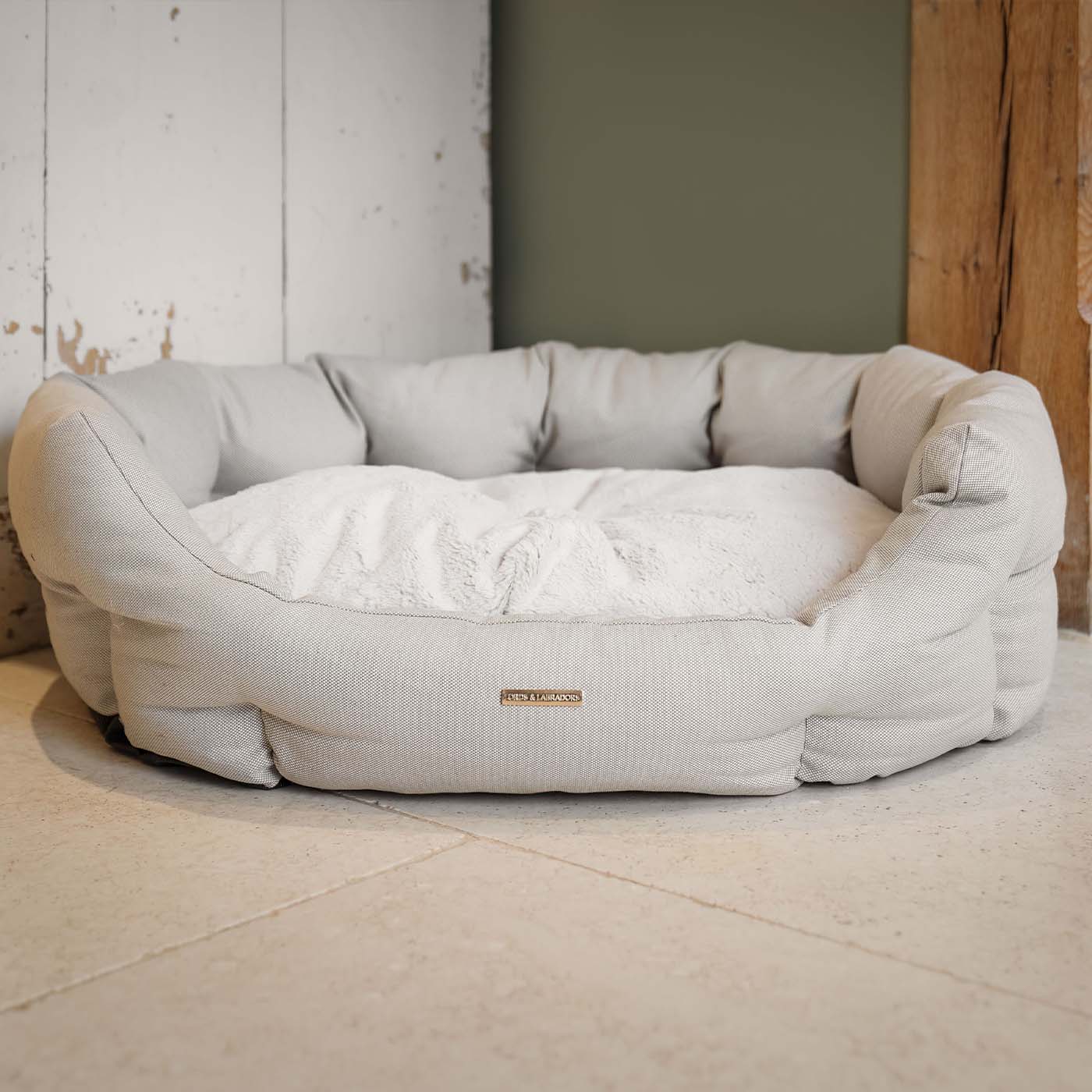 Essentials Twill Oval Bed in Linen by Lords & Labradors