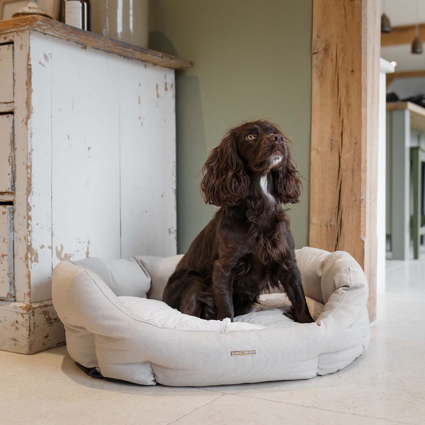 Essentials Twill Oval Bed in Linen by Lords & Labradors