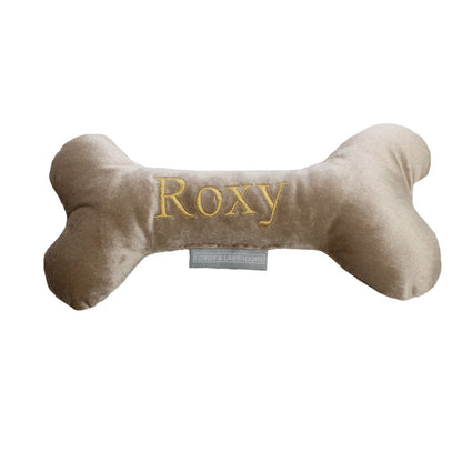 [color:mushroom velvet] Discover The Perfect Bone For Dogs, Luxury Dog Bone Toy In Mushroom Velvet, Available To Personalize Now at Lords & Labradors US