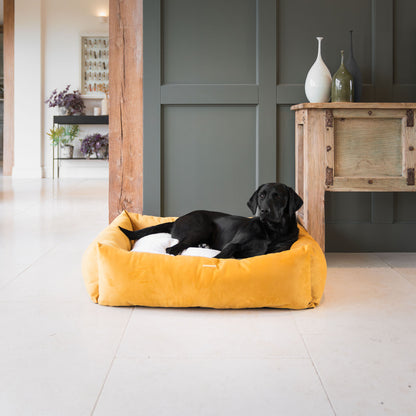 Box Bed For Dogs In Saffron Velvet By Lords & Labradors