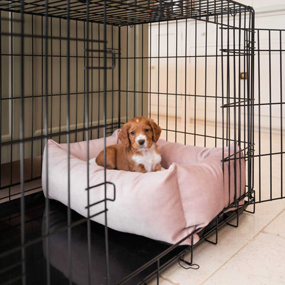 Cozy & Calming Puppy Cage Bed In Blossom Velvet By Lords & Labradors