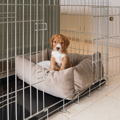 Cozy & Calming Puppy Cage Bed In Clay Velvet By Lords & Labradors