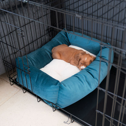 Cozy & Calming Puppy Cage Bed In Marine Velvet By Lords & Labradors