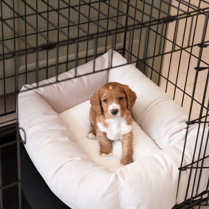 Cozy & Calming Puppy Cage Bed In Oyster Velvet By Lords & Labradors