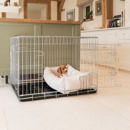 Dog Cge with Cozy & Calming Puppy Cage Bed in Oyster Velvet by Lords & Labradors