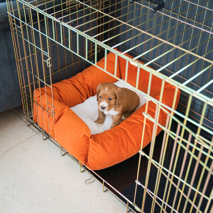 Dog Cage with Cozy & Calming Puppy Cage Bed in Pumpkin Velvet by Lords & Labradors
