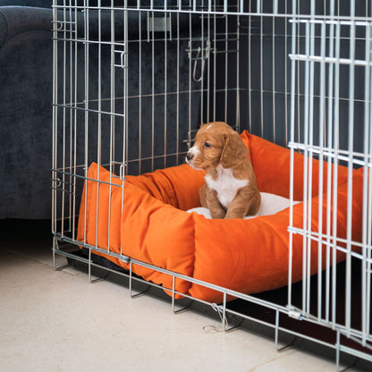Dog Cage with Cozy & Calming Puppy Cage Bed in Pumpkin Velvet by Lords & Labradors