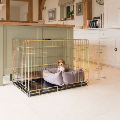 Cozy & Calming Puppy Cage Bed In Silt Velvet By Lords & Labradors