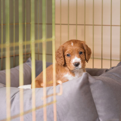 Cozy & Calming Puppy Cage Bed In Silt Velvet By Lords & Labradors