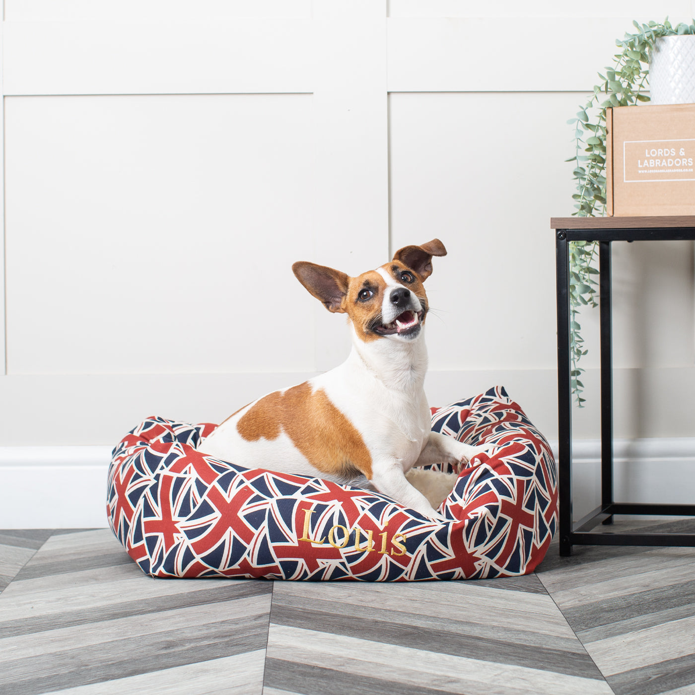 Cozy & Calming Puppy Cage Bed, The Perfect Dog Cage Accessory For The Ultimate Dog Den! In Stunning Union Jack! Now Available to Personalize at Lords & Labradors US