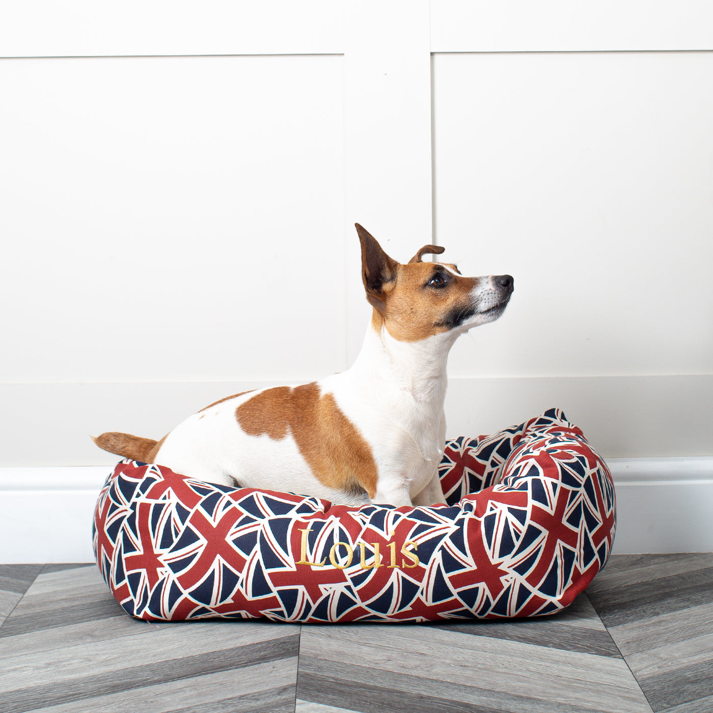 Cozy & Calming Puppy Cage Bed, The Perfect Dog Cage Accessory For The Ultimate Dog Den! In Stunning Union Jack! Now Available to Personalize at Lords & Labradors US