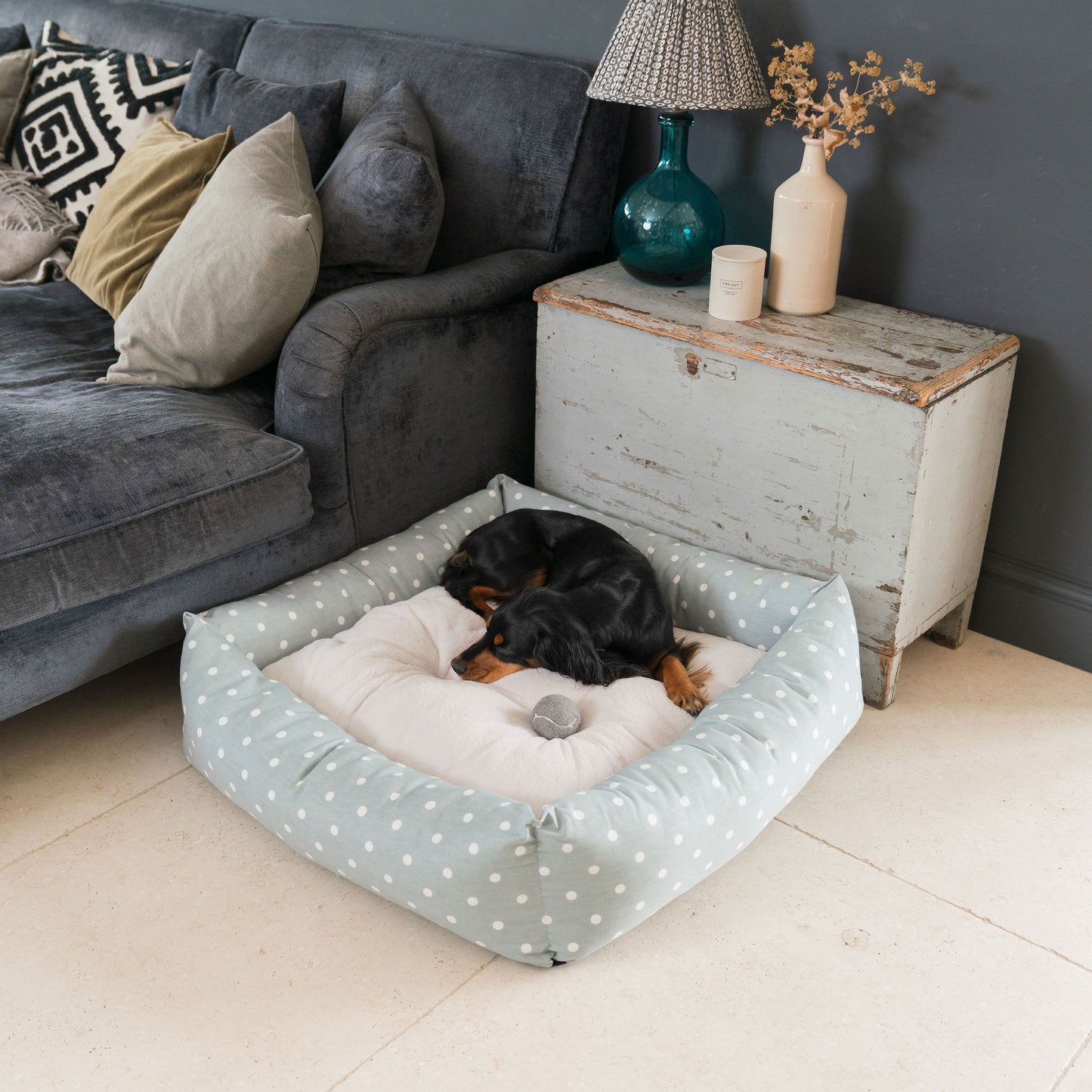 Box Bed For Dogs in Spots & Stripes by Lords & Labradors