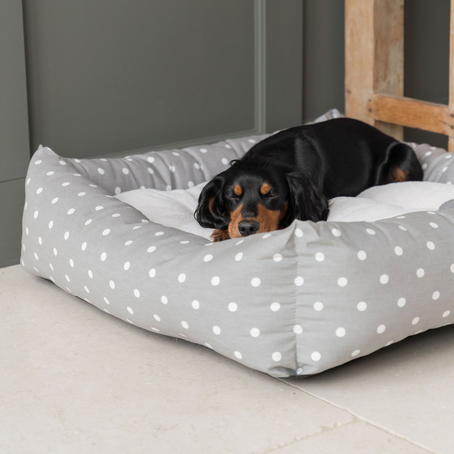 Box Bed For Dogs in Spots & Stripes by Lords & Labradors