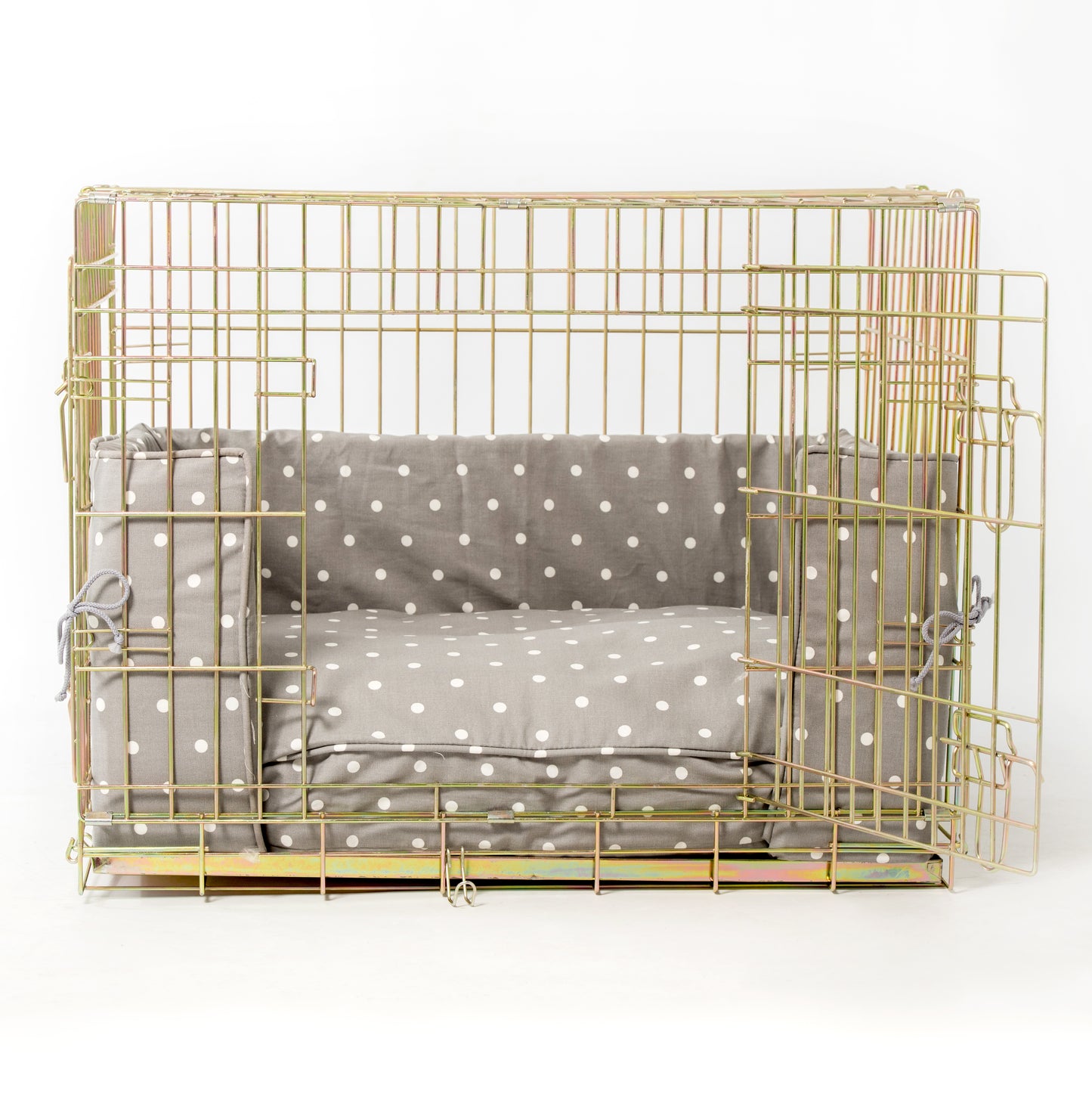 Luxury Gold Dog Cage Set With Cushion and Bumper. The Perfect Dog Cage For The Ultimate Naptime, Available Now at Lords & Labradors US