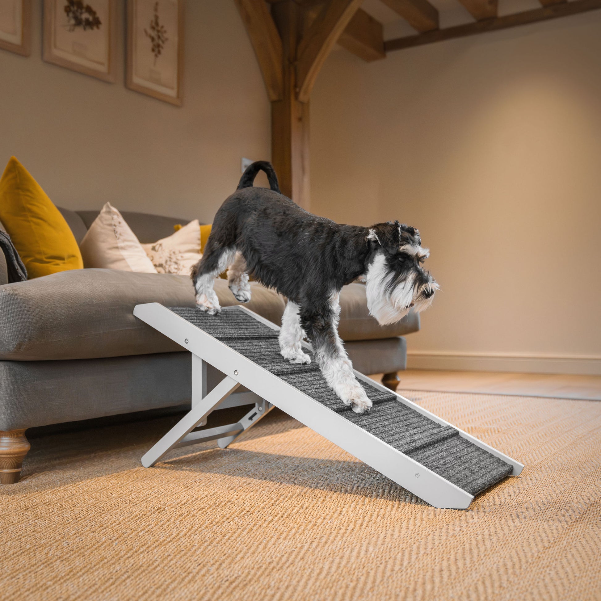 Discover the perfect pet furniture to help aid your furry friend, our super-strong dog ramp provides the ultimate comfort when climbing to join you on the couch! Featuring grooves for extra grip! Perfect for injured pets, puppy training and elderly dogs! Available now in 2 stylish colors at Lords & Labradors US