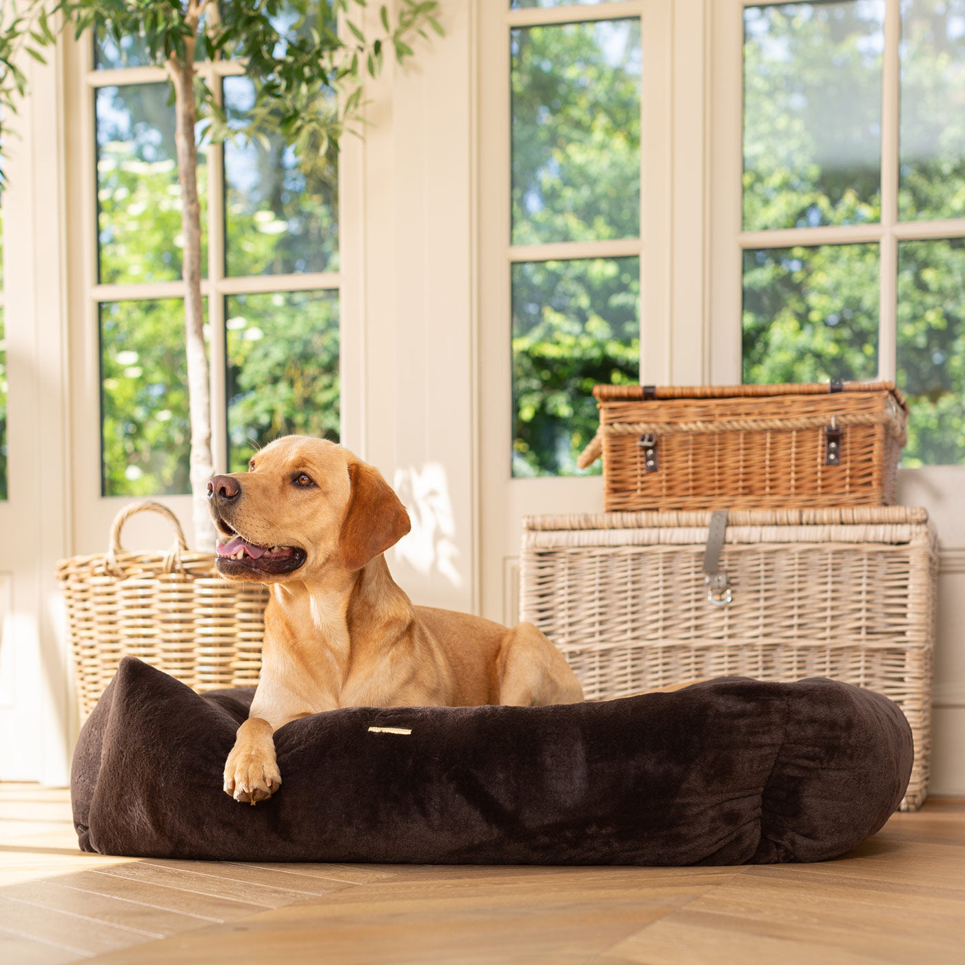 Calming Anti-Anxiety Dusk Faux Fur Box Bed For Dogs by Lords & Labradors