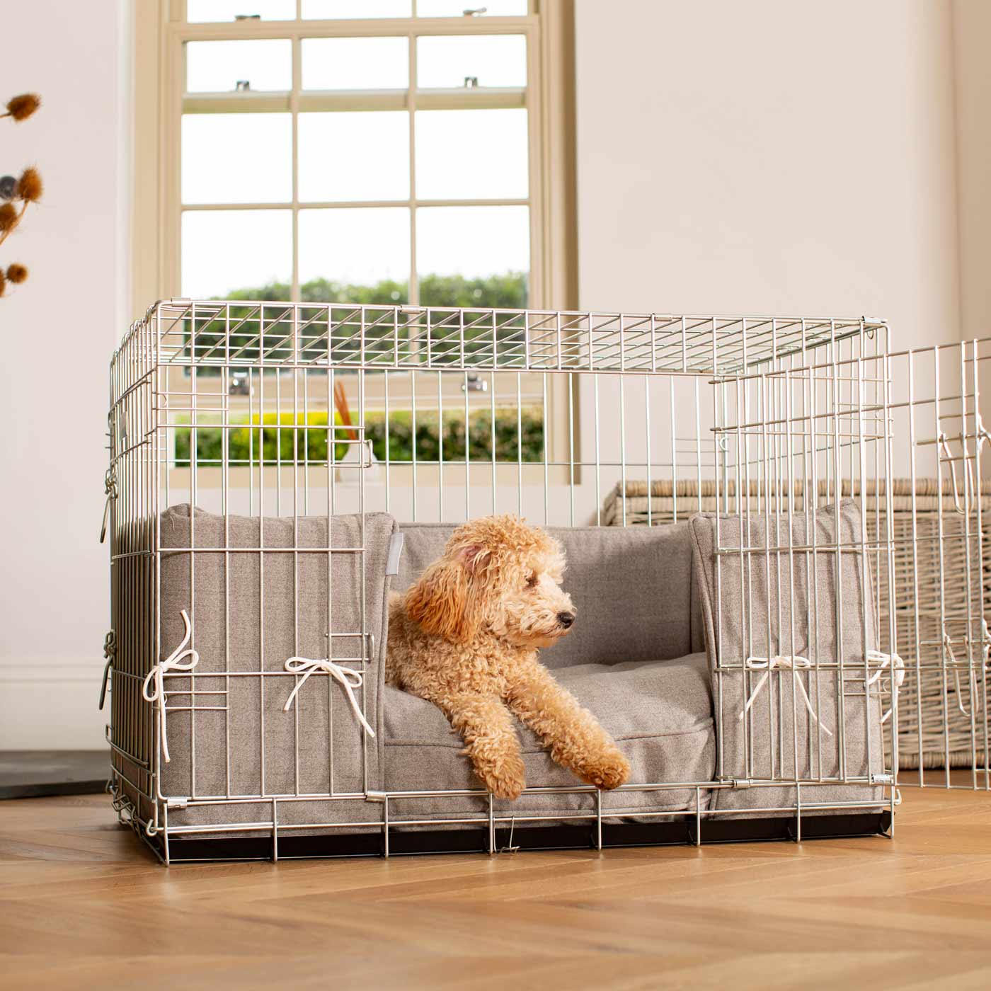 Dog Cage with Cushion & Bumper in Inchmurrin Ground by Lords & Labradors