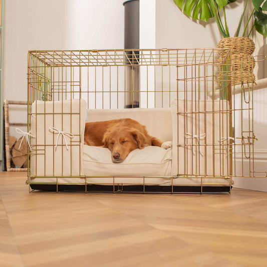 [color:savanna Bone] Accessorize your dog cage with our stunning bumper covers, choose from our Savanna collection! Made using luxury fabric for the perfect cage accessory to build the ultimate dog den! Available now in 3 colors and sizes at Lords & Labradors US