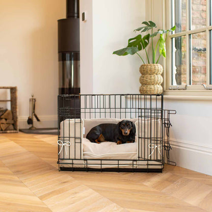 [color:savanna oatmeal] Accessorize your dog cage with our stunning bumper covers, choose from our Savanna collection! Made using luxury fabric for the perfect cage accessory to build the ultimate dog den! Available now in 3 colors and sizes at Lords & Labradors US