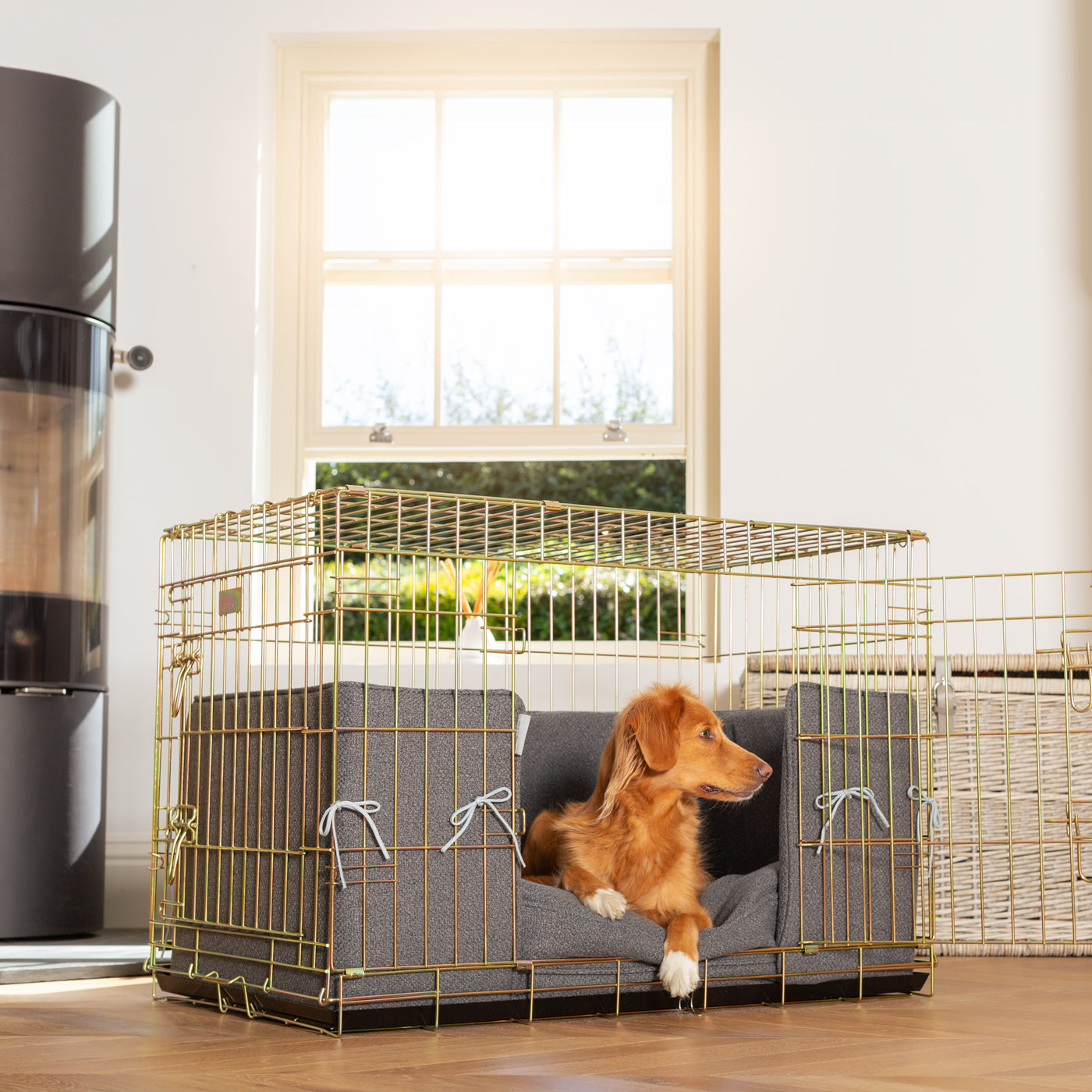 Dog Cage with Cushion & Bumper in Essentials Herdwick Graphite by Lords & Labradors