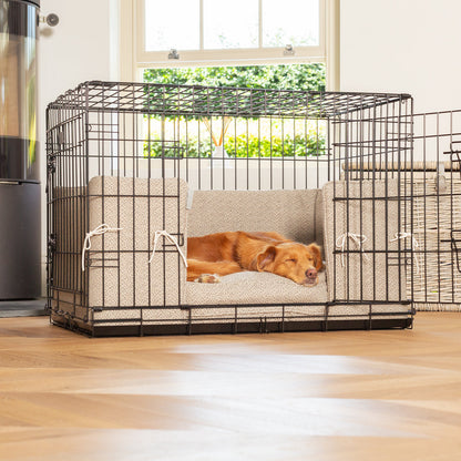 Dog Cage with Cushion & Bumper in Essentials Herdwick Pebble by Lords & Labradors