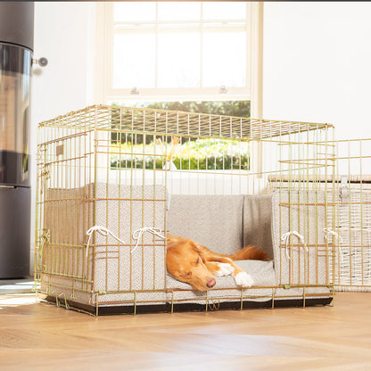 Dog Cage with Cushion & Bumper in Essentials Herdwick Pebble by Lords & Labradors