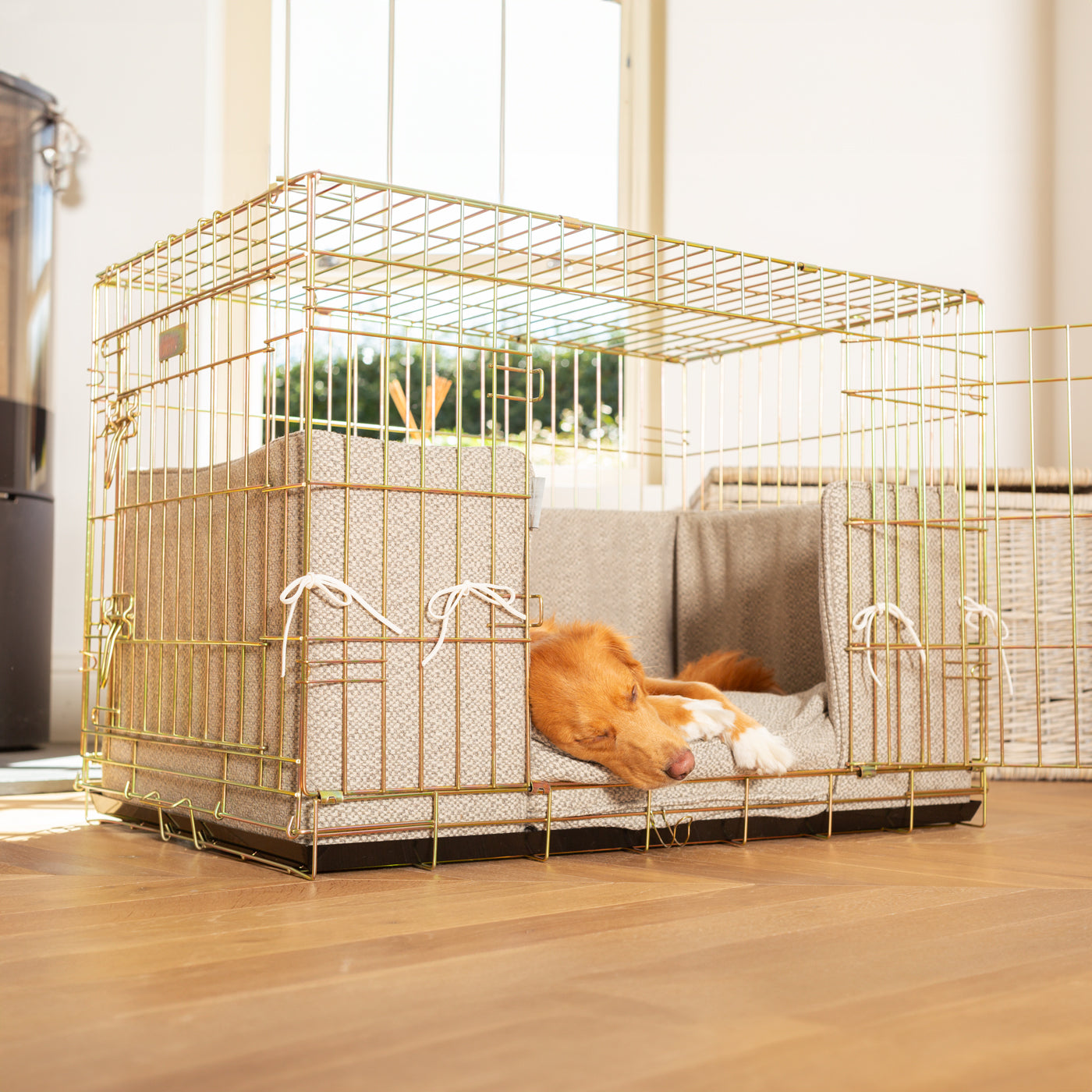 Dog Cage with Cushion & Bumper in Essentials Herdwick Pebble by Lords & Labradors