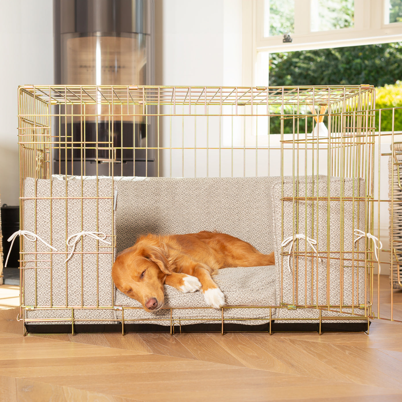 Dog Cage with Cushion & Bumper in Essentials Herdwick Pebble by Lords & Labradors