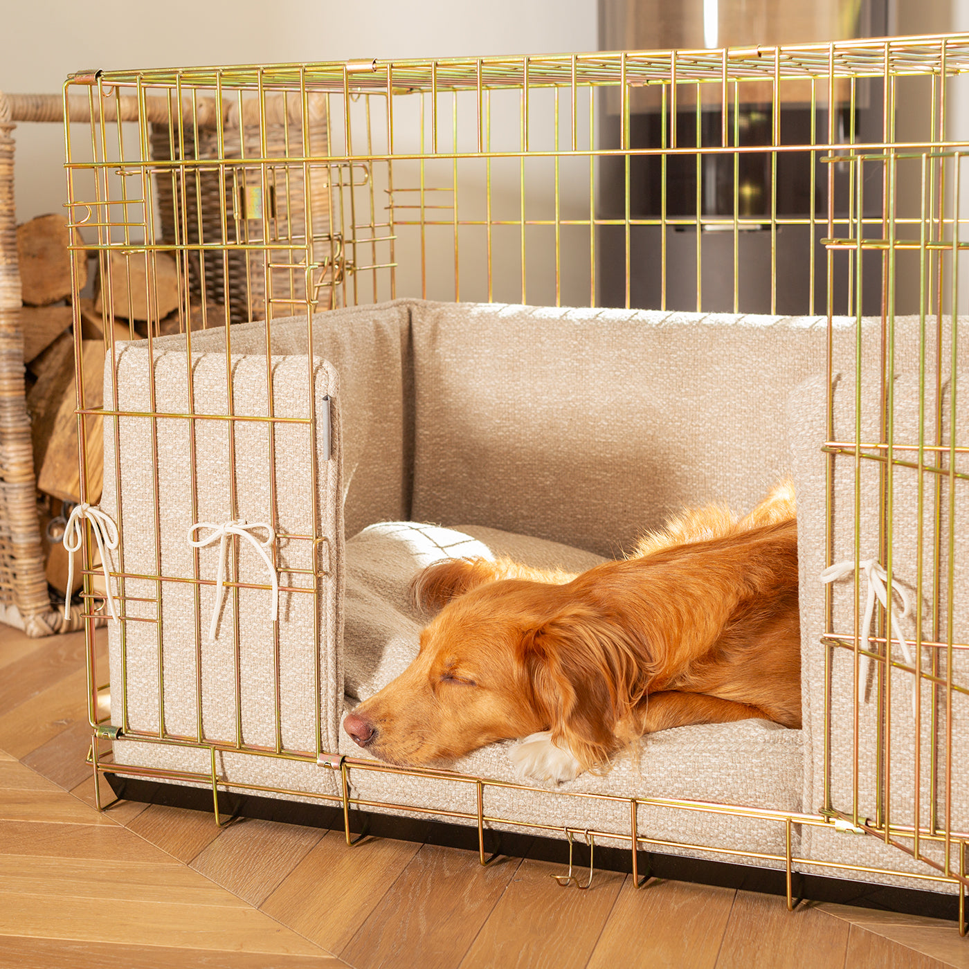 Dog Cage with Cushion & Bumper in Essentials Herdwick Sandstone by Lords & Labradors