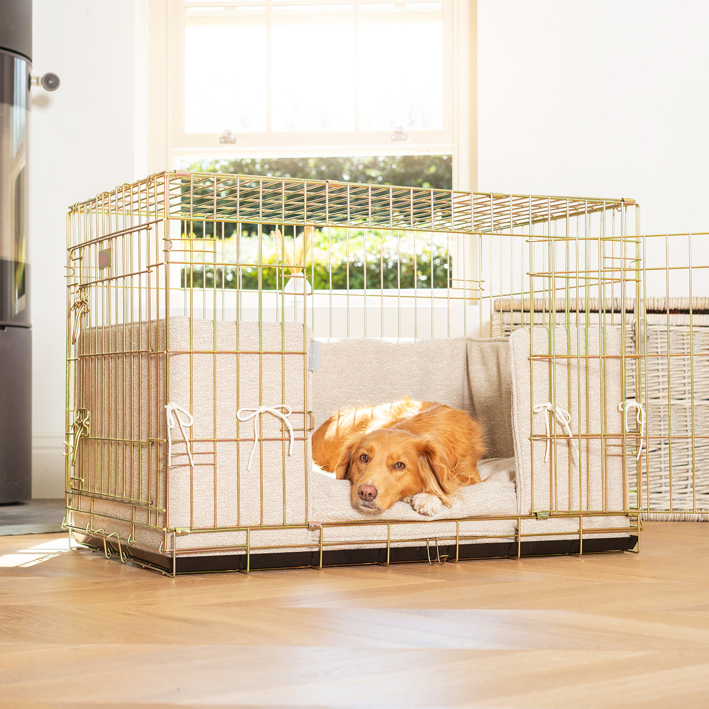 Dog Cage with Cushion & Bumper in Essentials Herdwick Sandstone by Lords & Labradors