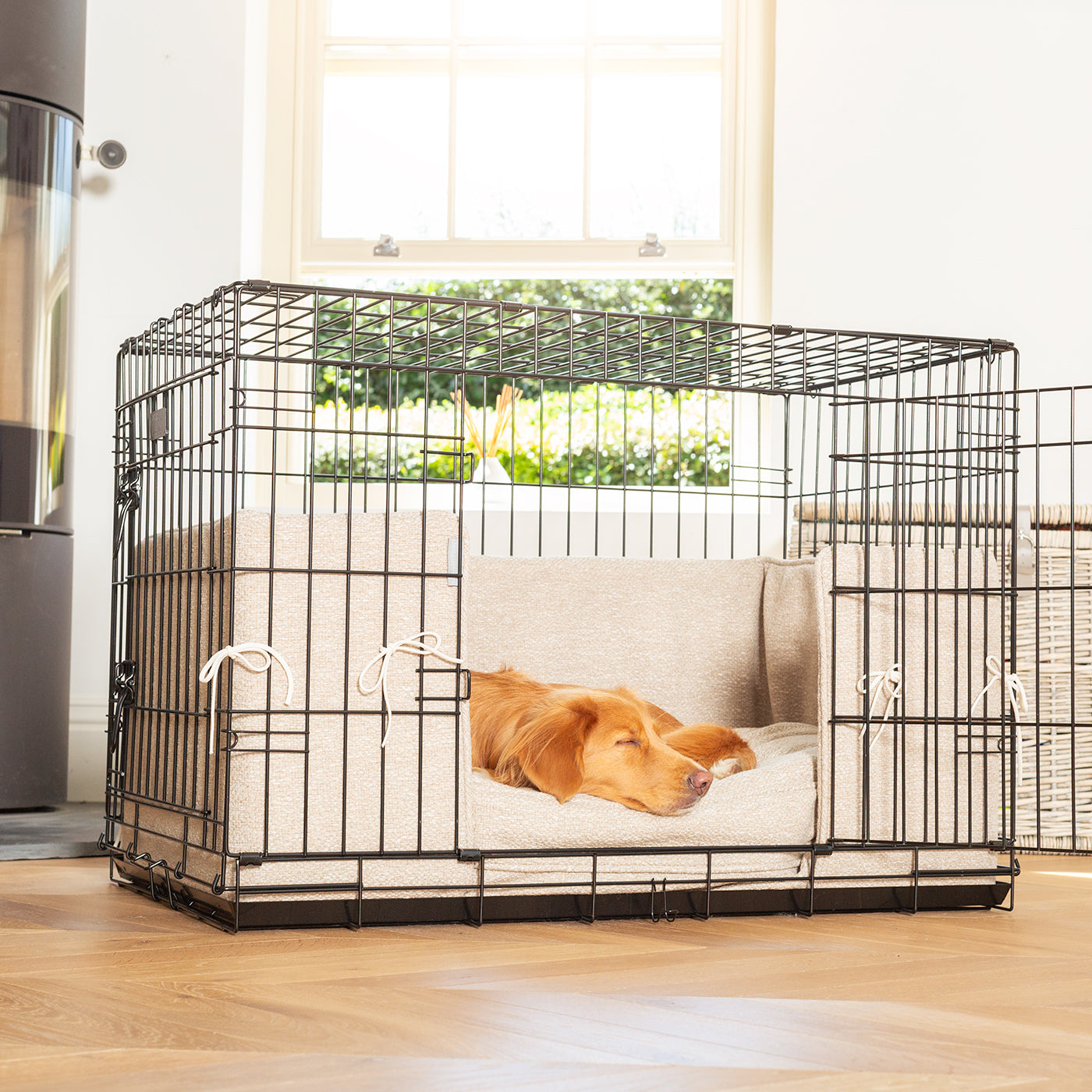 Dog Cage with Cushion & Bumper in Essentials Herdwick Sandstone by Lords & Labradors