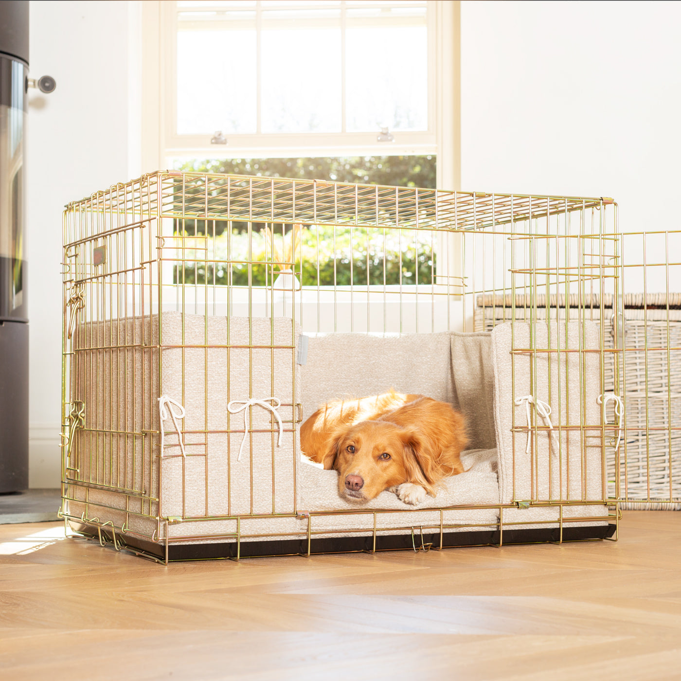 Dog Cage with Cushion & Bumper in Essentials Herdwick Sandstone by Lords & Labradors