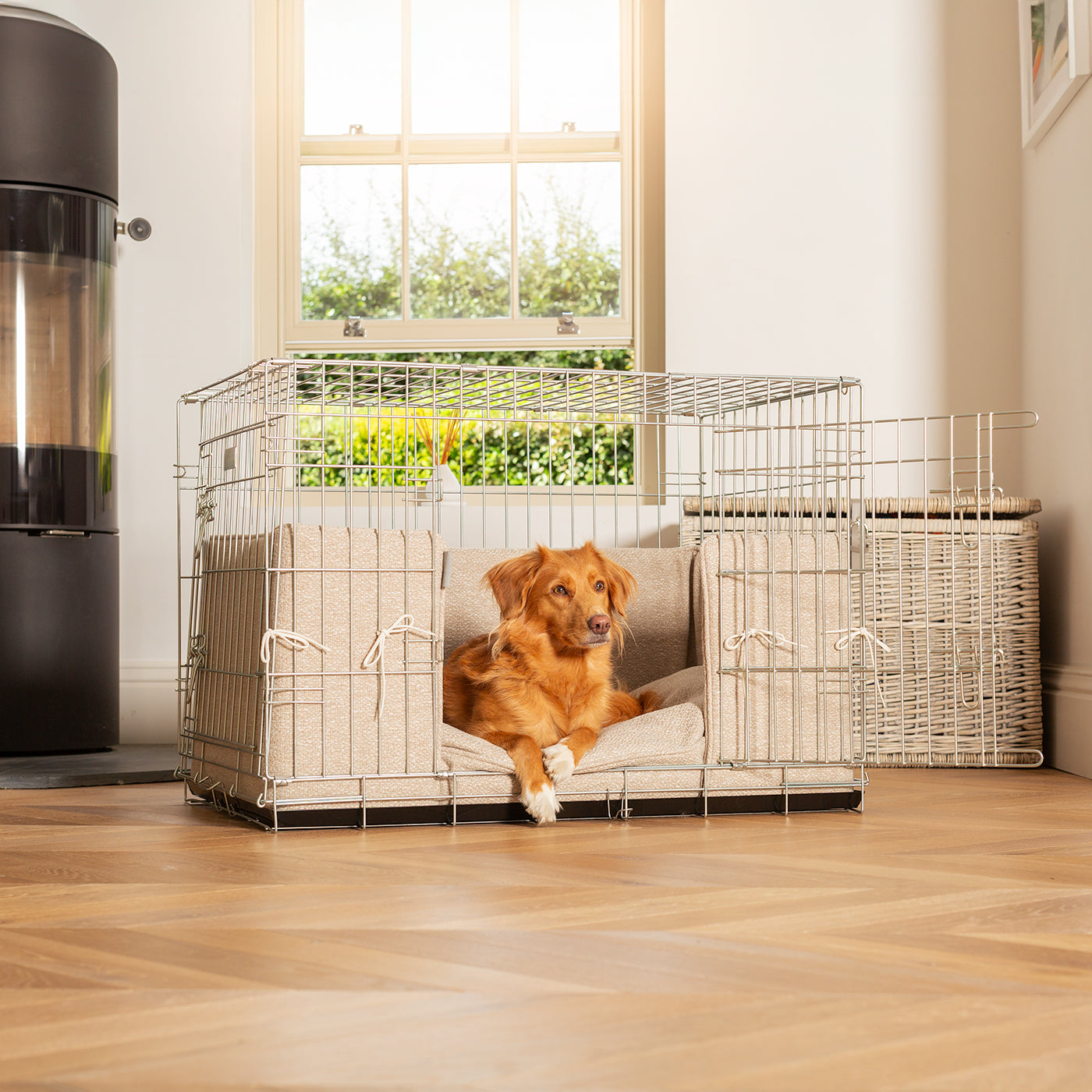 Dog Cage with Cushion & Bumper in Essentials Herdwick Sandstone by Lords & Labradors